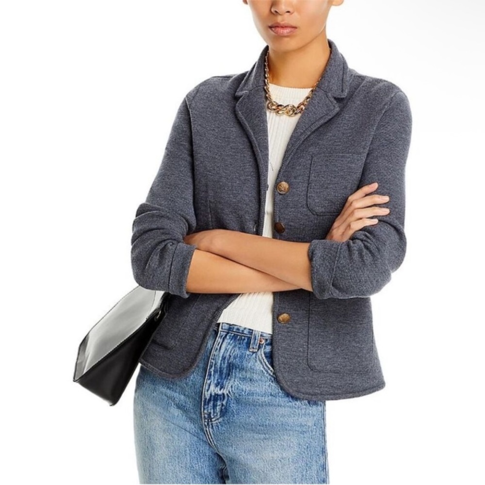 Rag & Bone Abigail Grey Button Up Knit Sweater Merino Wool Blazer Jacket